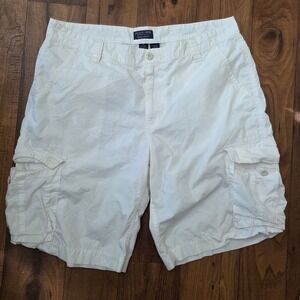 Vtg Polo Jeans Co Ralph Lauren Mens White Cargo Shorts Size 38 Cotton Utility